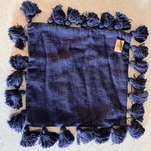 NWT Navy Blue Creative Co-op Pillow Cover with Tassels
